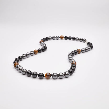 Men's Beaded Necklace | Handmade Natural Gemstone Chain with Tiger’s Eye and Onyx