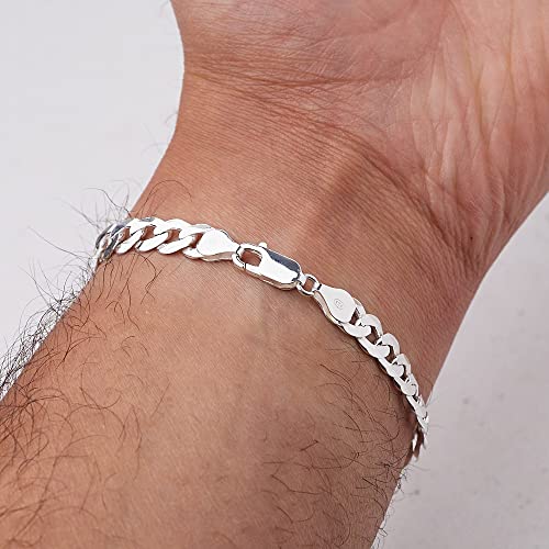 8mm Thick 925 Sterling Silver Curb Chain Bracelet on model