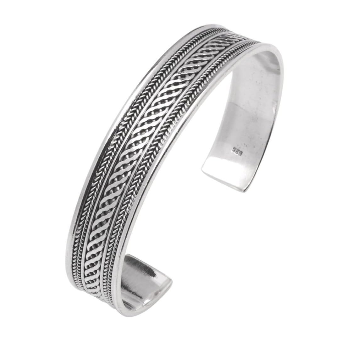 925 sterling silver celtic braided cuff bangle bracelet