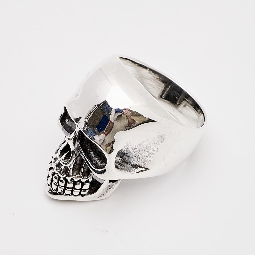 Chunky 925 sterling silver biker jewelry skull ring