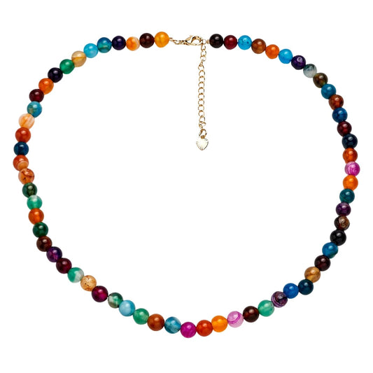 Gemstone Necklace Choker | Handmade 6mm Beaded Necklace with 5cm Extender - Vibrant Gemstones for Women