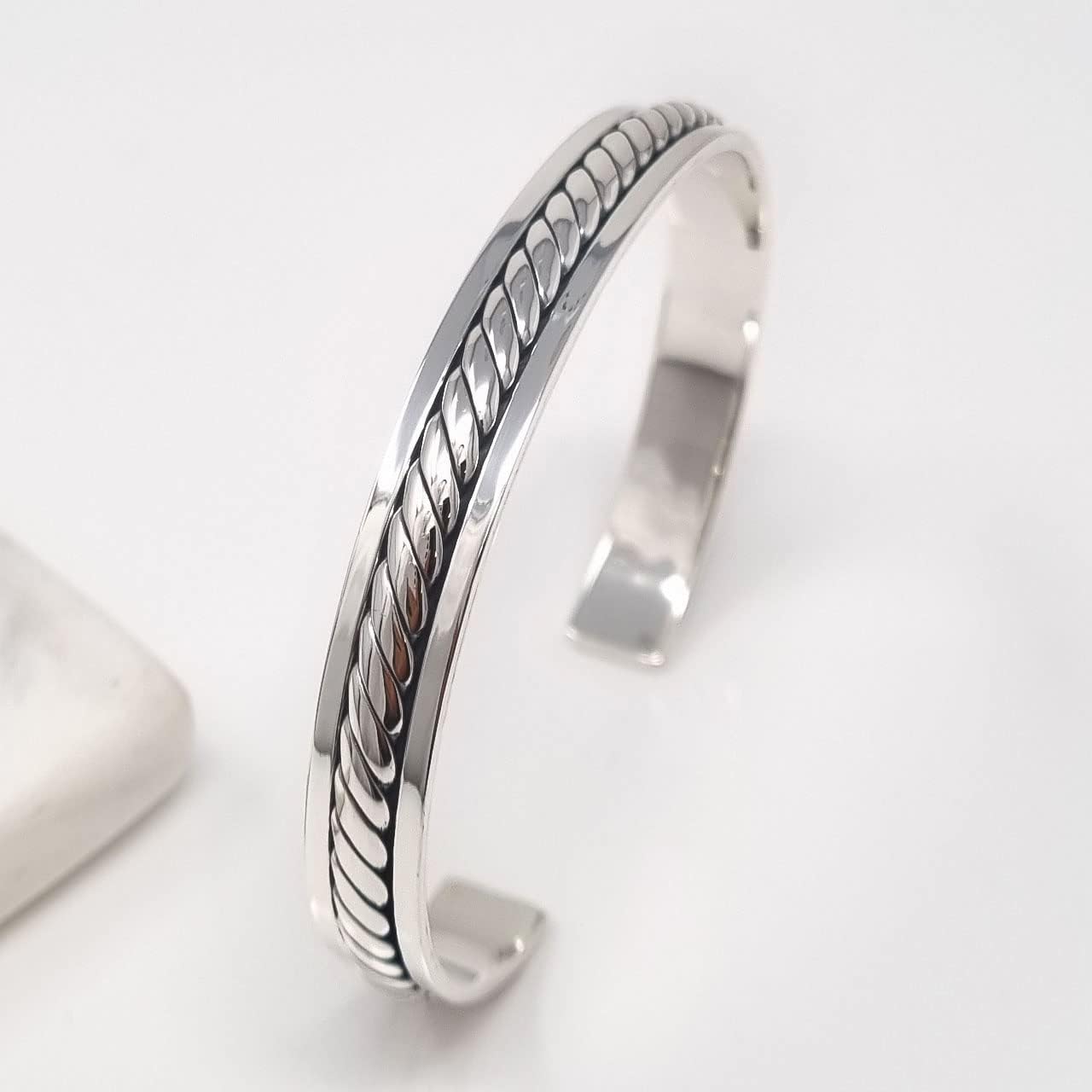 braided bangle bracelet for men and women 925 sterling silver