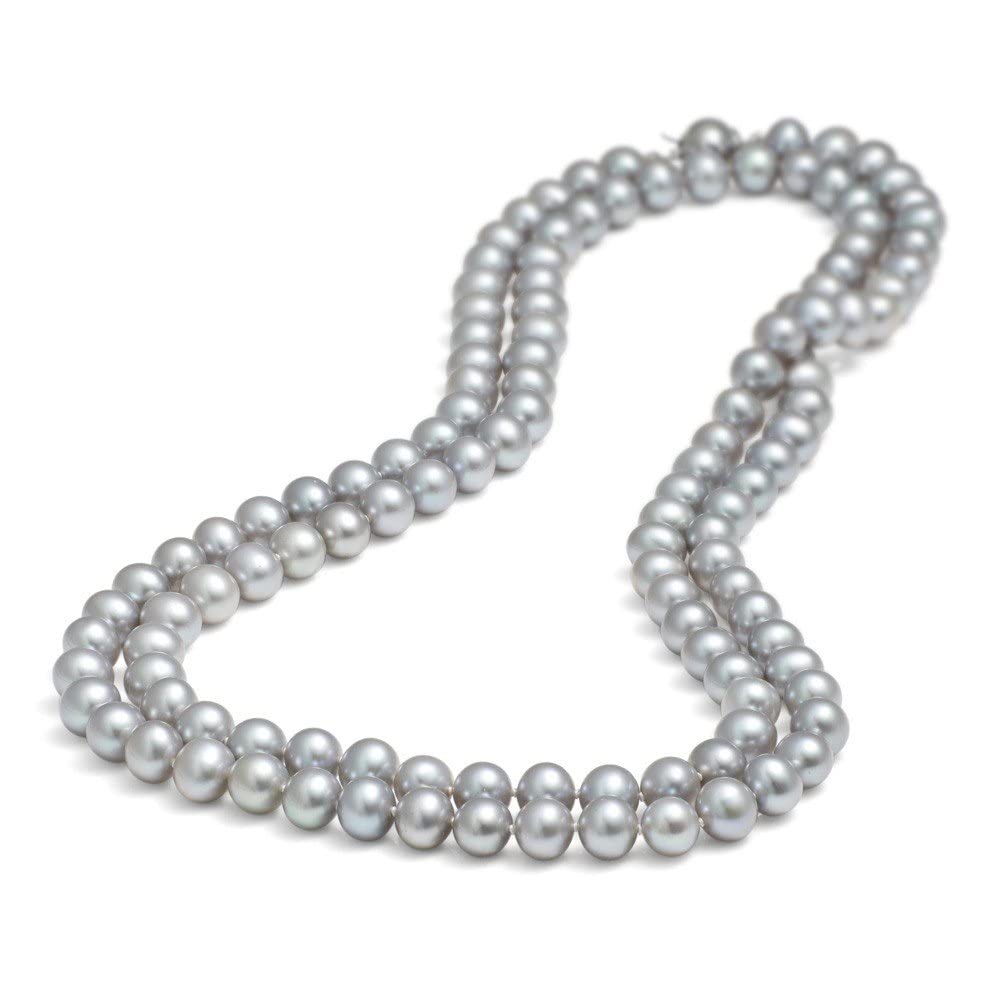 Gray 8-9mm Pearl 120cm Long Necklace
