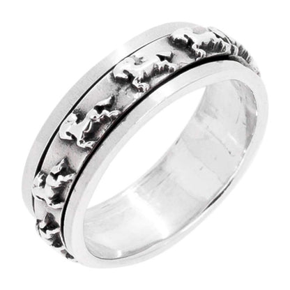 925 sterling silver horse design spinning ring 