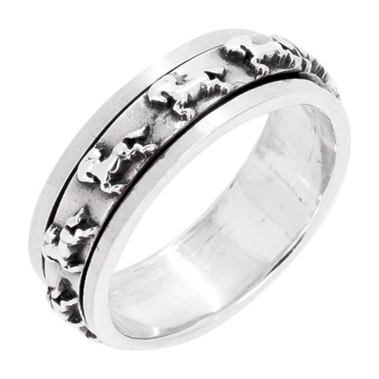 925 sterling silver horse design spinning ring 