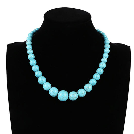Women's Blue Turquoise Necklace | Stunning 6-16mm Natural Gemstone Necklace, Stylish Jewelry for Women