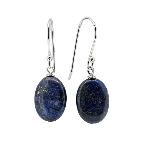 Women's Dangle Earrings | Sterling Silver with Blue Lapis Beads