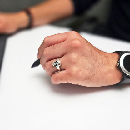 925 sterling silver skull ring on male model