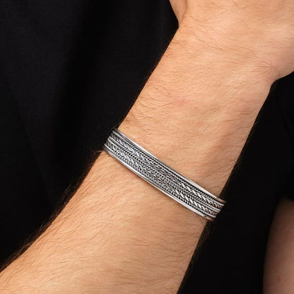 Celtic Braided Silver Bangle on Male Model