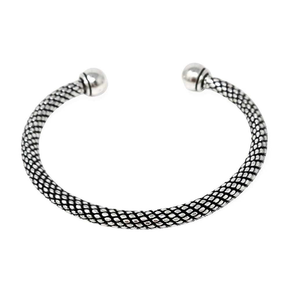 Rope Torque Bangle | Heavy 925 Sterling Silver Cuff Bracelet for Men