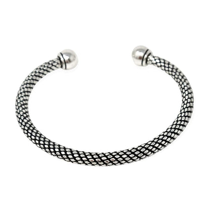Rope Torque Bangle | Heavy 925 Sterling Silver Cuff Bracelet for Men