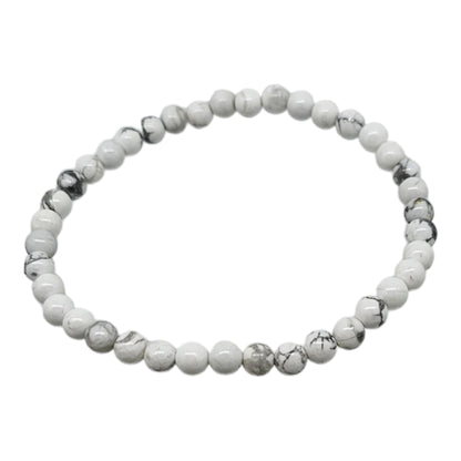 White Turquoise 4mm Stretchy Gemstone Bracelet