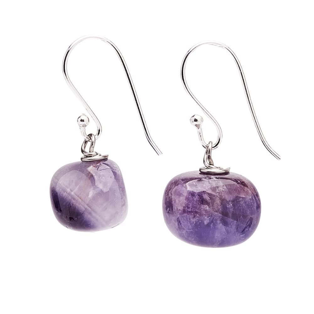 Unique Shape Purple Amethyst Gemstone Drop Earrings