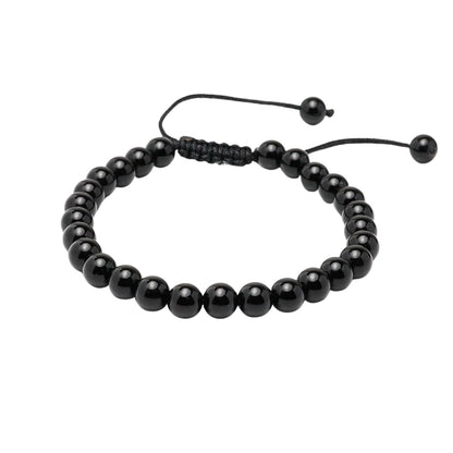 Black Agate 6mm Gemstone Friendship Bracelet