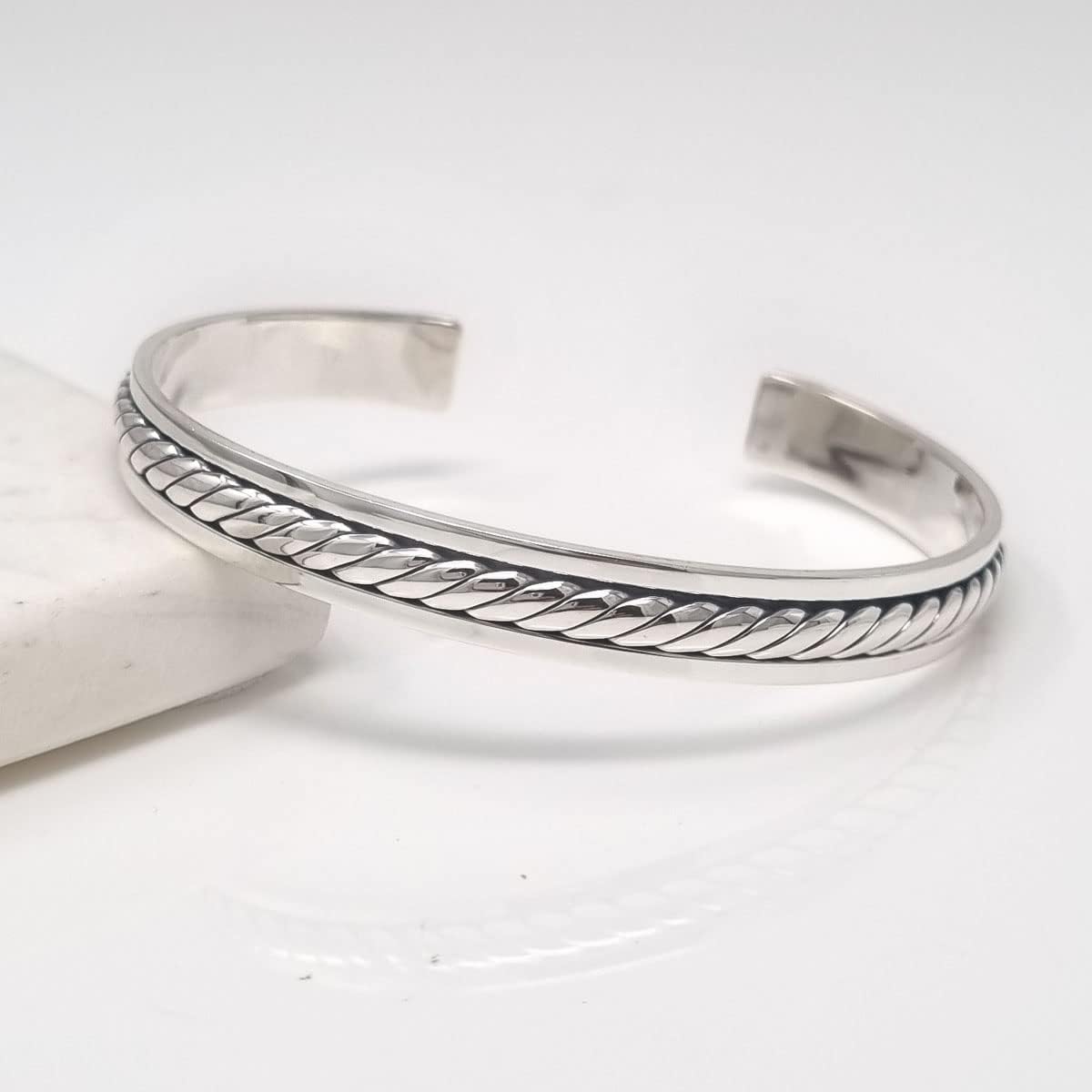 braided bangle bracelet 925 sterling silver