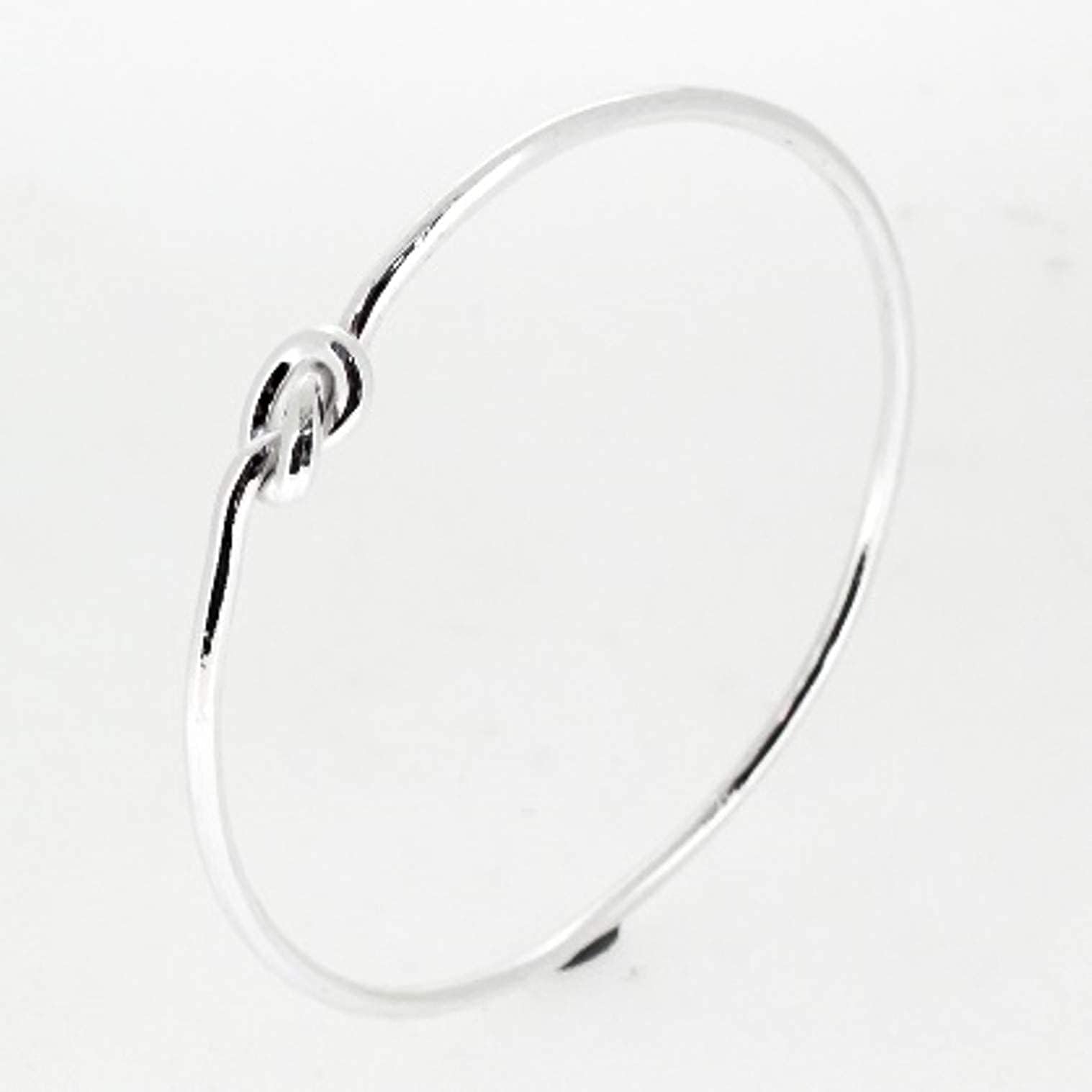 925 sterling silver sleek knot bangle bracelet for her