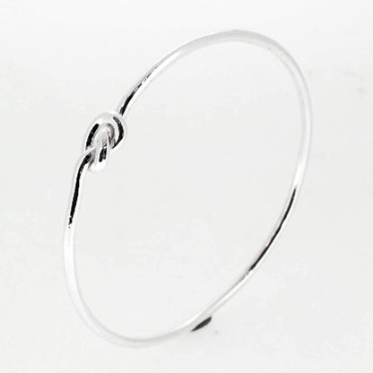 925 sterling silver sleek knot bangle bracelet for her