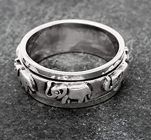  elephant design 925 sterling silver spinning ring