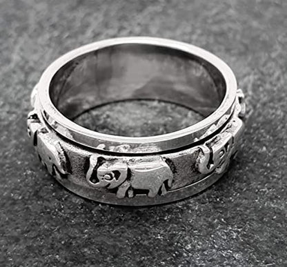  elephant design 925 sterling silver spinning ring