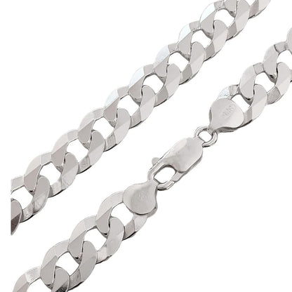 925 Sterling Silver 10.5mm Thick Curb Chain Necklace