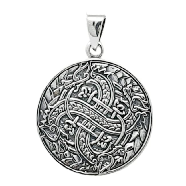 Celtic dragon Coin 925 sterling silver pendant