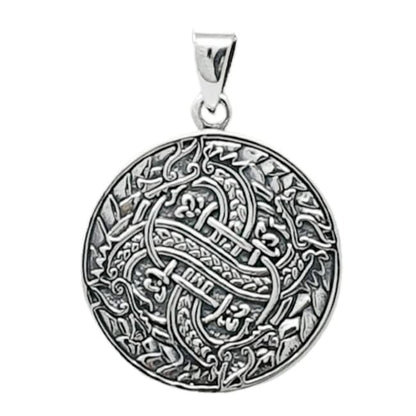 Celtic dragon Coin 925 sterling silver pendant