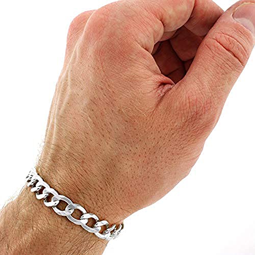 8mm Thick Curb Chain 925 Sterling Silver Bracelet on model