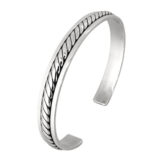 925 sterling silver braided bangle bracelet 
