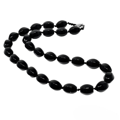 Black Agate 10x14mm Gemstone Beaded Necklace