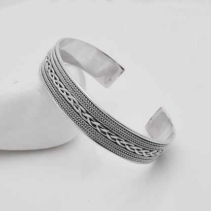 Men's Bangle Bracelet | Solid 925 Sterling Silver Jewelry