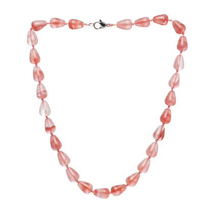 Cherry Quartz Round Teardrop Gemstone Necklace