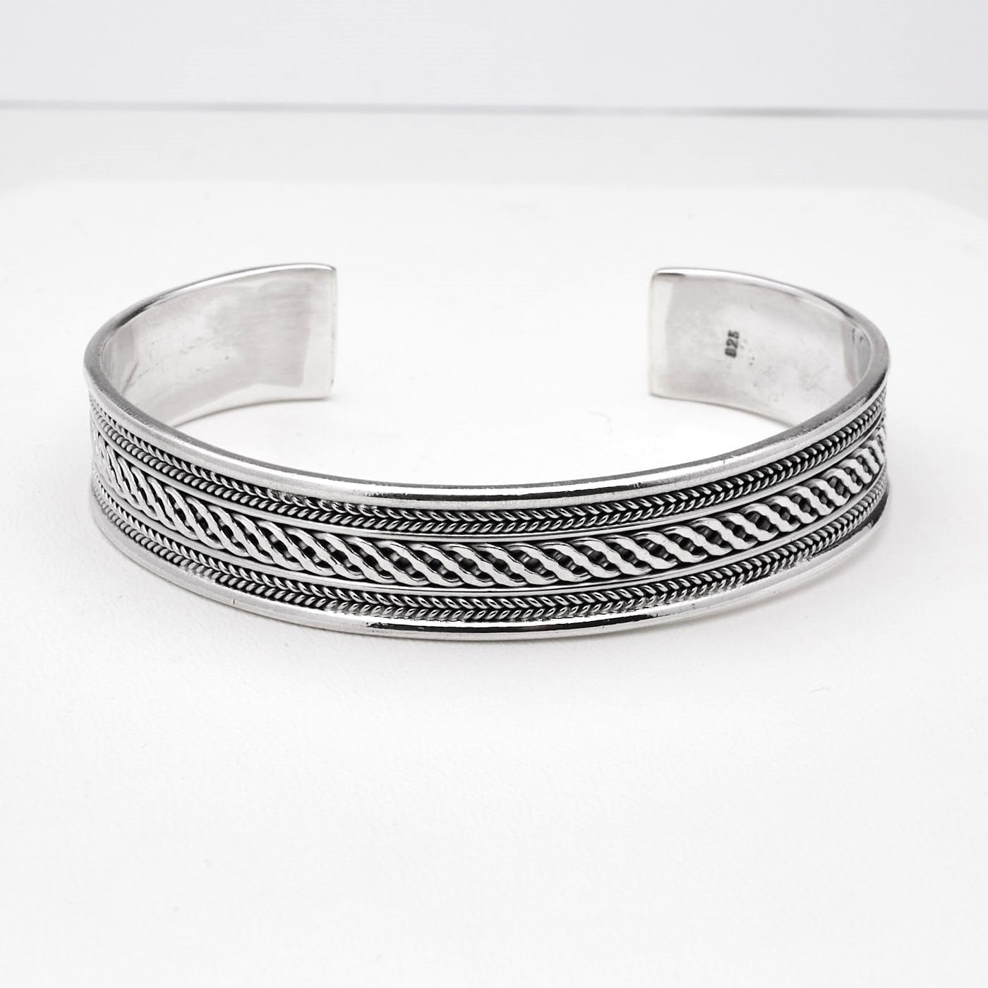 12mm wide 925 sterling silver celtic braided cuff bangle bracelet