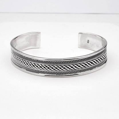 12mm wide 925 sterling silver celtic braided cuff bangle bracelet