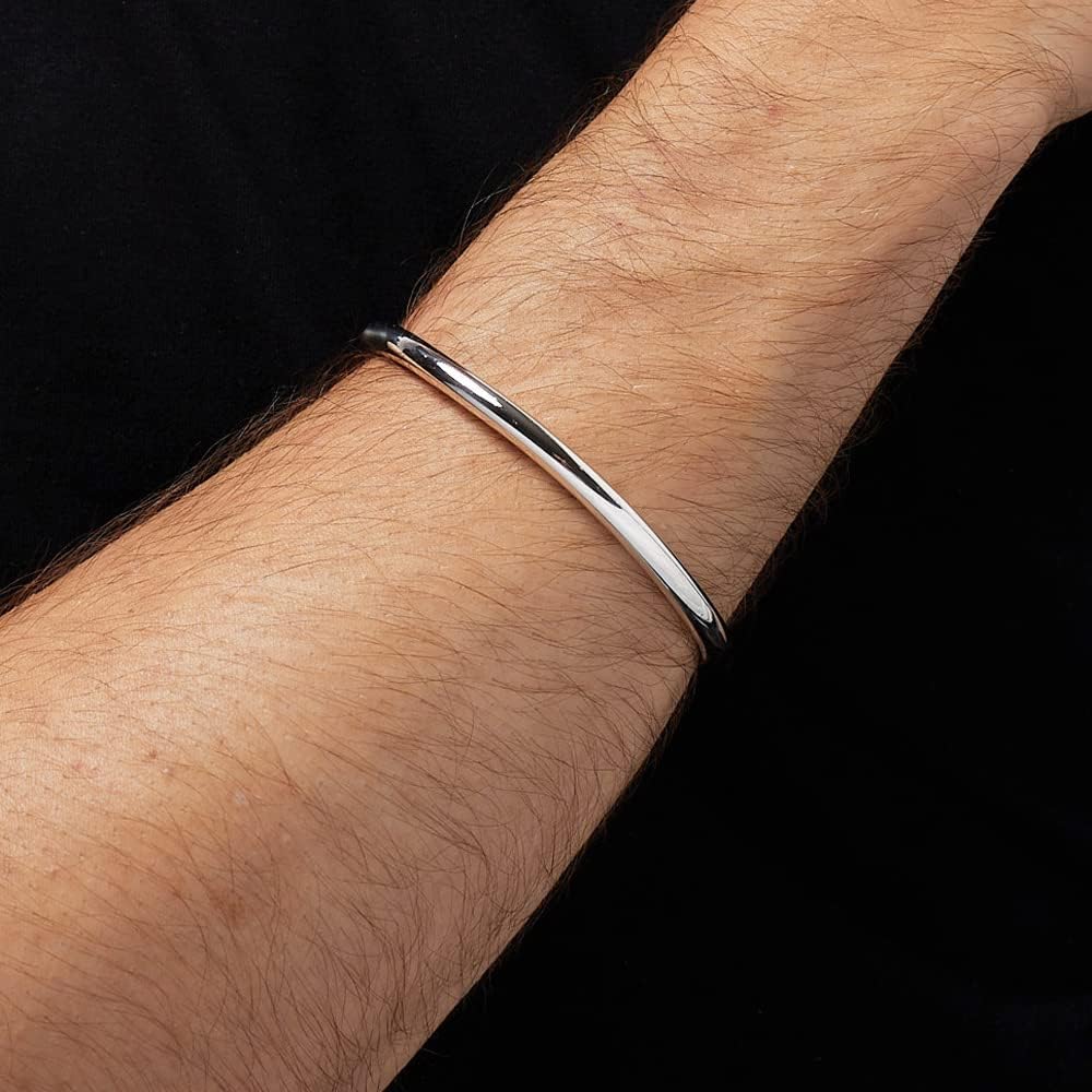 Torque Bangle Bracelet | Solid 925 Sterling Silver Cuff for Men