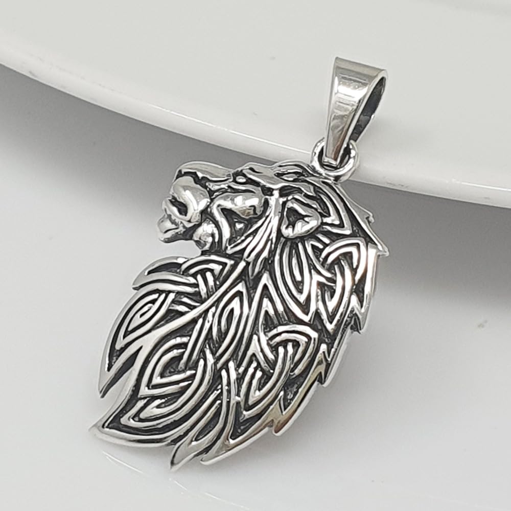 925 sterling silver lion head relief pendant