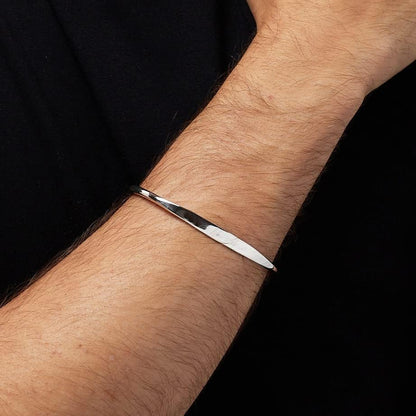 Plain Polished Bangle Bracelet | 925 Sterling Silver Torque Style for Men and Women