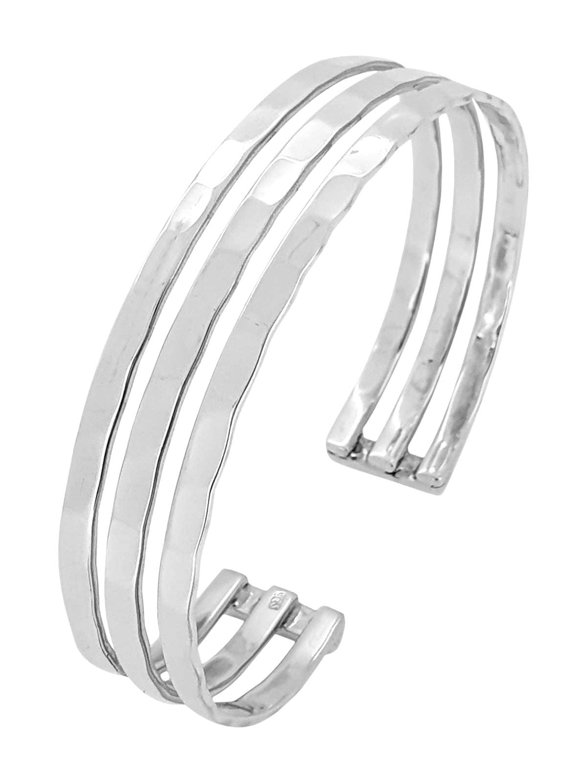 women's hammered silver bangle