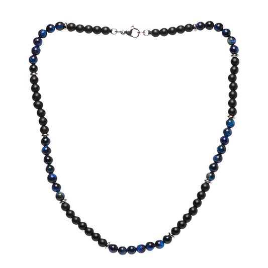 Black Onyx and Blue Tiger's Eye Necklace