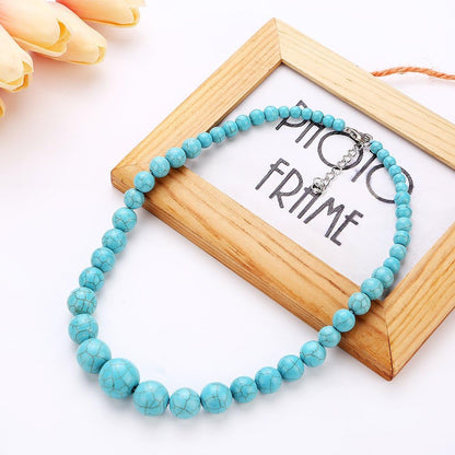 Women's Blue Turquoise Necklace | Stunning 6-16mm Natural Gemstone Necklace, Stylish Jewelry for Women