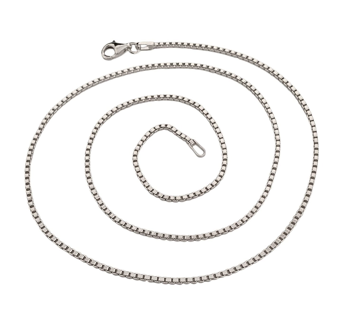 Unisex Silver Necklace | 1.6mm 925 Sterling Silver Box Chain - Length: 18"