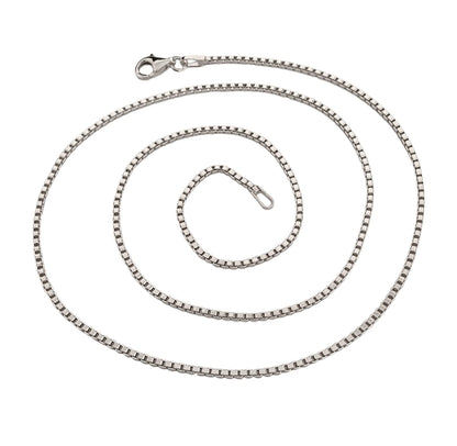 Unisex Silver Necklace | 1.6mm 925 Sterling Silver Box Chain - Length: 18"