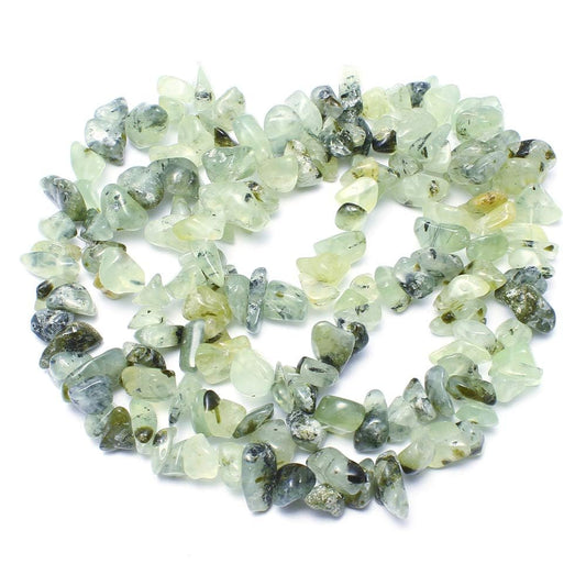 Women's Long Gemstone Chips Necklace | Handmade Prehnite Gemstone Necklace, Natural Jewelry for Women