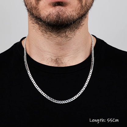 4.8mm 925 sterling silver curb chain necklace on male model