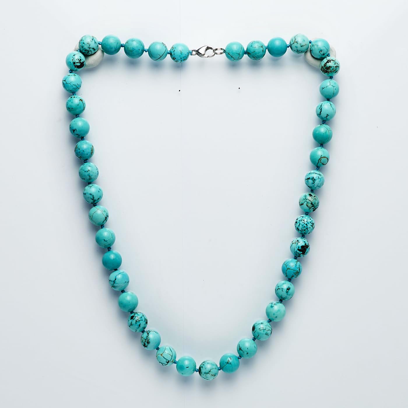 Blue Turquoise Gemstone Necklace | Handmade 10mm Beaded Jewelry for Women