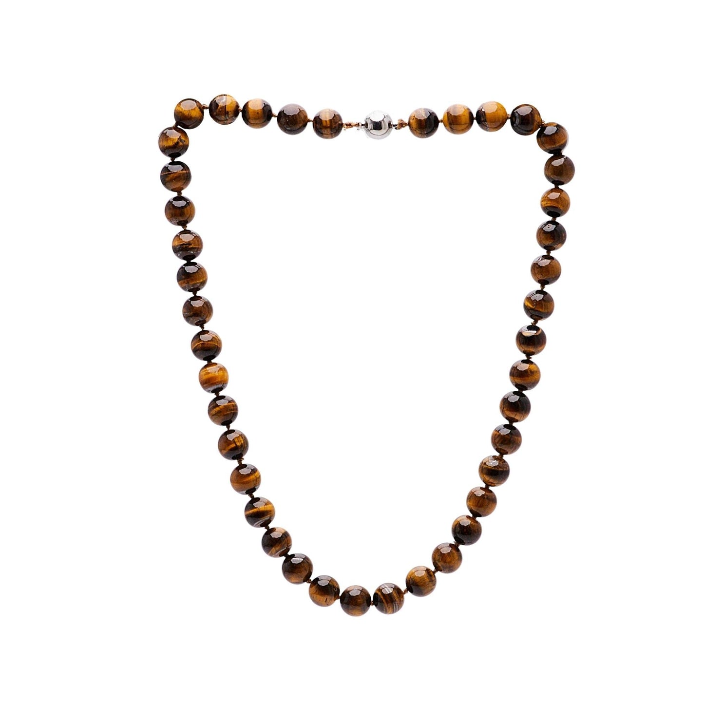 Tiger's Eye 10mm Round Gemstone Beaded Necklace