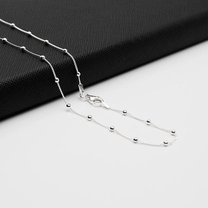 Women's Silver Necklace | Layered Stacking Curb Chain Design in 925 Sterling Silver - Length: 20in