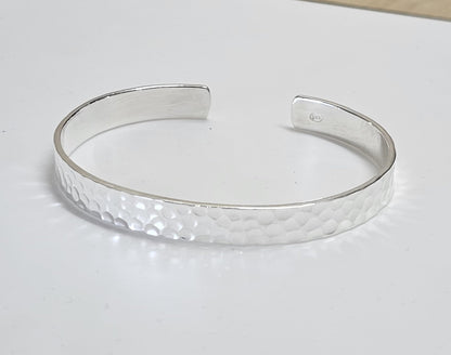 Hammered Style Statement Cuff Bangle | 925 Sterling Silver Bracelet for Women