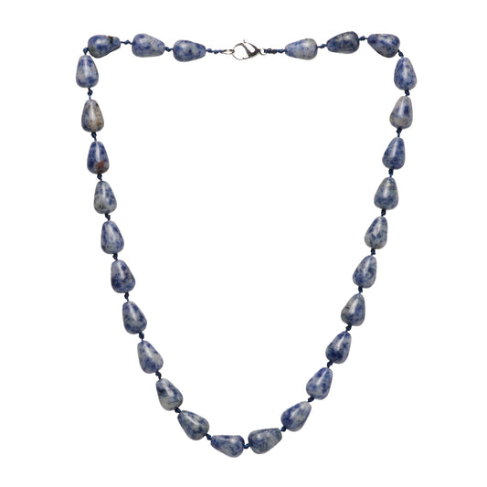 Blue Spots Round Teardrop Gemstone Necklace