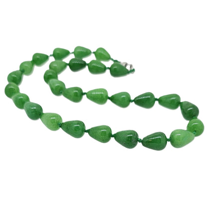 Green Jade Round Teardrop Gemstone Necklace
