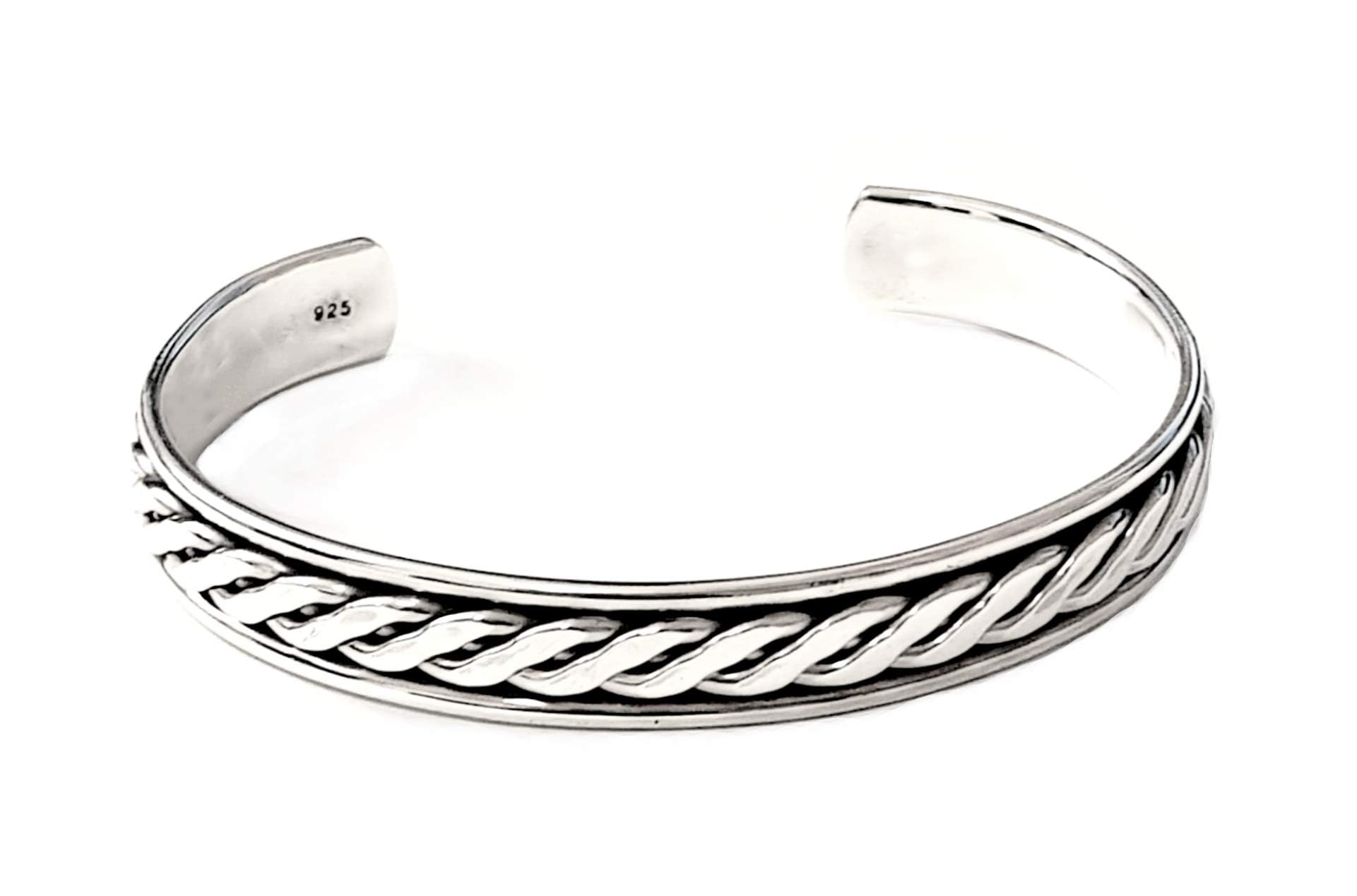 925 sterling silver braided bangle for men
